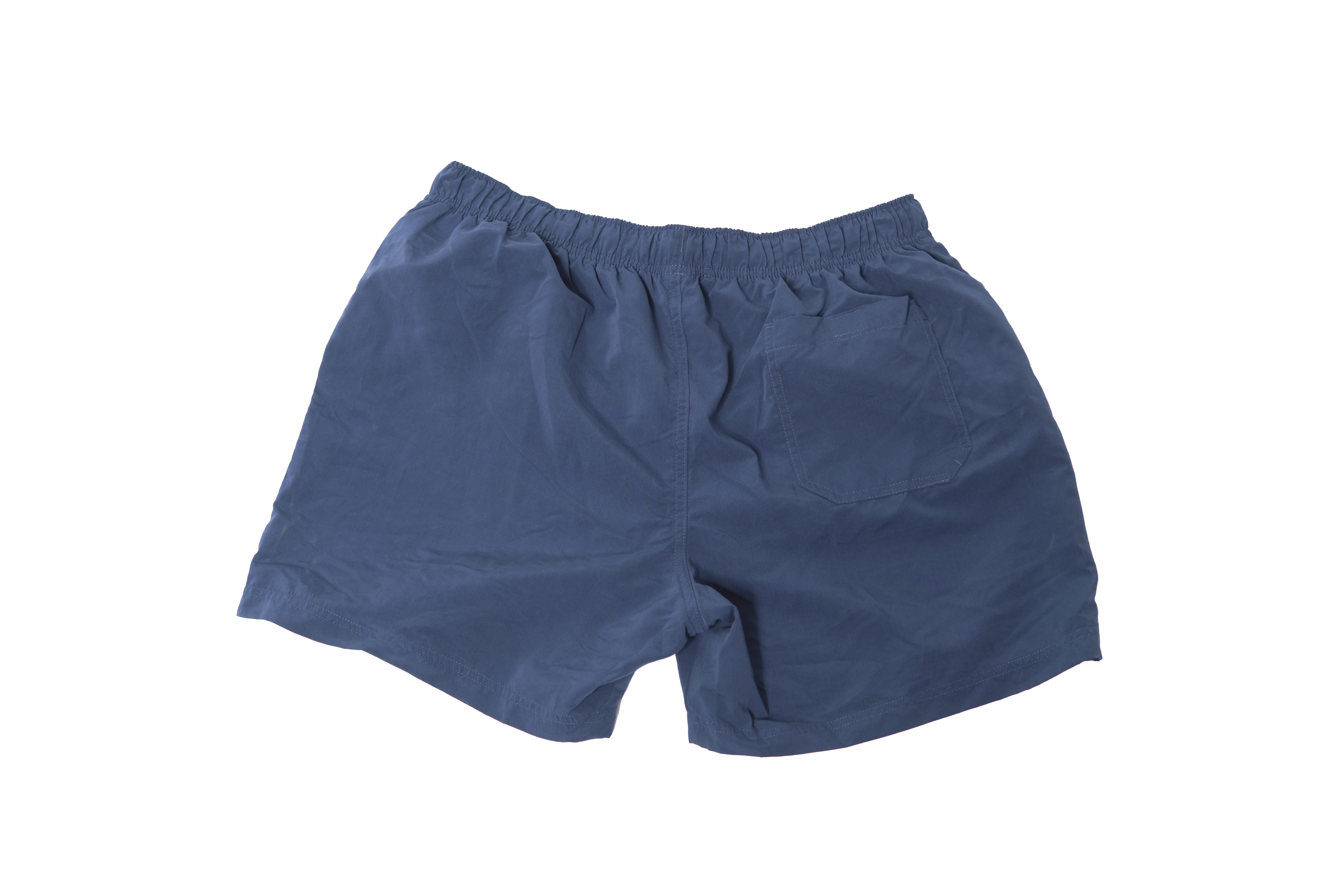 Blaue Badehose "Leichtmatrose" mit elastischem Bund und einer Gesäßtasche.